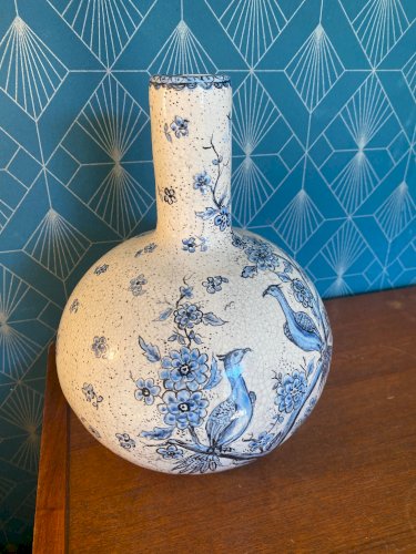 Pied de lampe, forme boule, terre cuite émaillée, école Italienne Romacréa, 1950