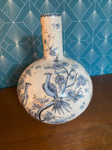 Pied de lampe, forme boule, terre cuite émaillée, école Italienne Romacréa, 1950