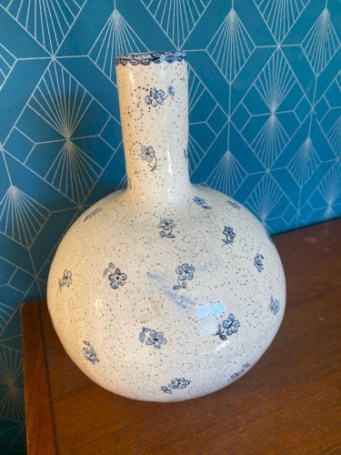 Pied de lampe, forme boule, terre cuite émaillée, école Italienne Romacréa, 1950