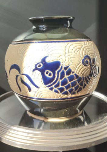 Pied de lampe vintage "Dong Tam" Céramique du Vietnam