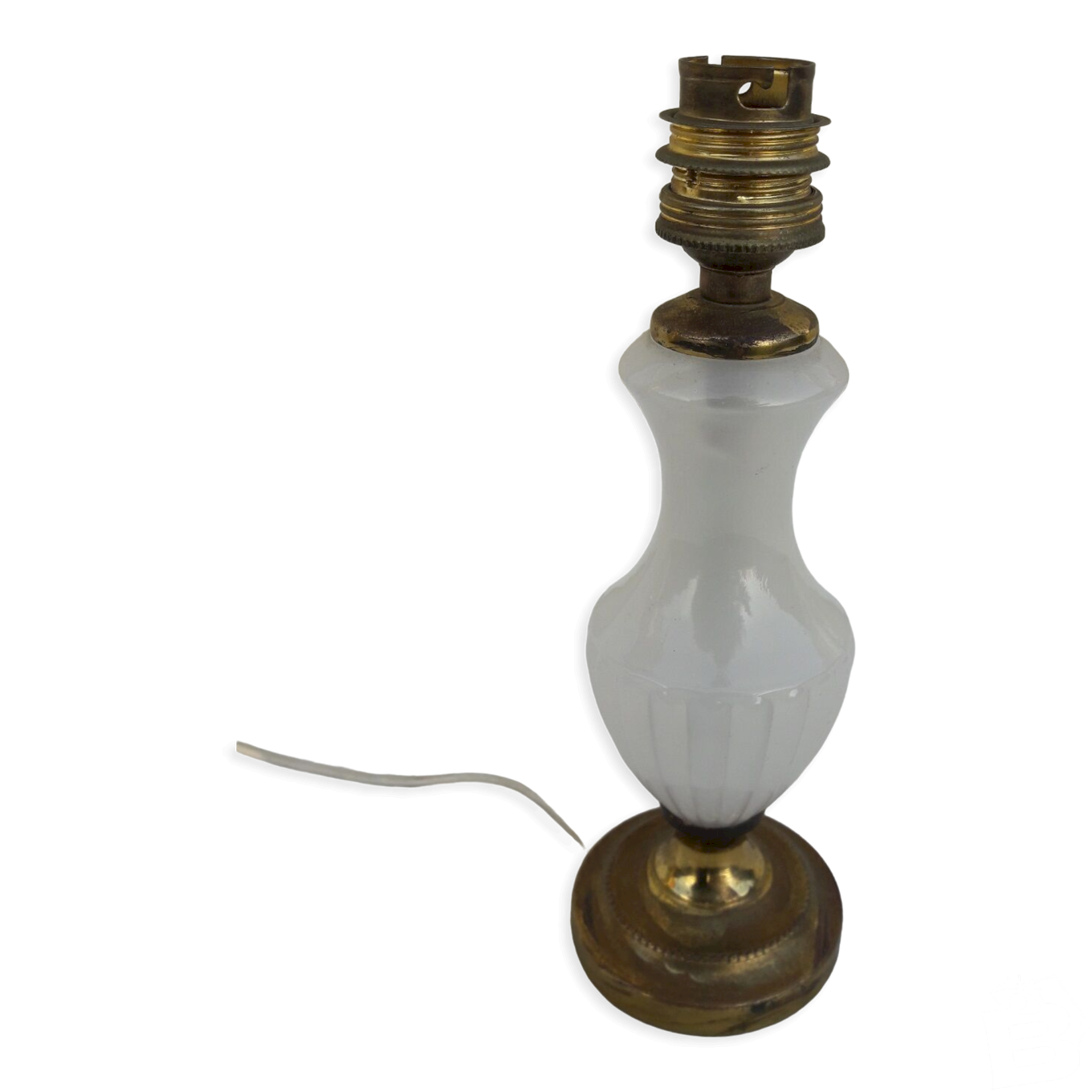Pied De Lampe Vintage Années 70, Verre De Murano Et Laiton, Dimensions 33x21,5x21,5 Cm, Max 60W