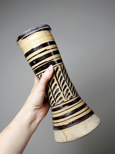 Pied de tamtam/tambour poterie vernissé vintage/ancien