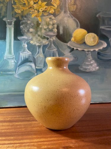 Pieds de lampe boule vintage en grès