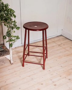 Pierre, the red industrial bar stool N°10