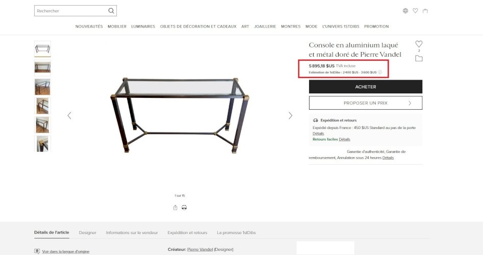?✨ Pierre Vandel Paris - Iconique console à entretoise signée Pierre Vandel Paris ✨?