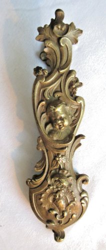 Pince à billets Napoléon III ou à courrier en bronze, Louis XV: angelot, acanthe