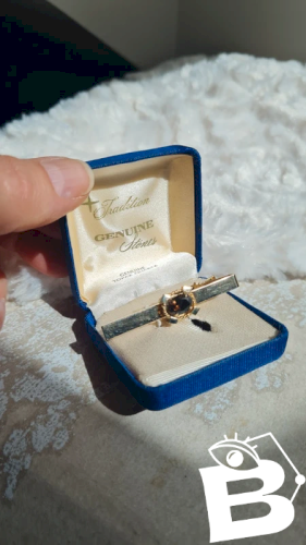 Pince à cravate vintage topaze quartz