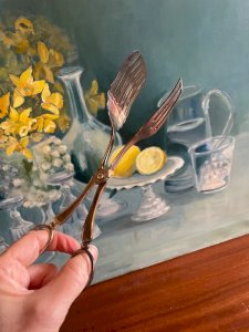 Pince à gâteaux en métal argenté vintage