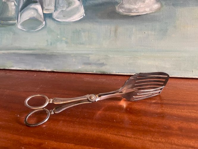 Pince à gâteaux en métal argenté vintage