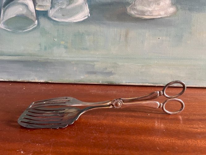 Pince à gâteaux en métal argenté vintage