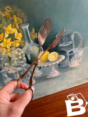 Pince à gâteaux en métal argenté vintage