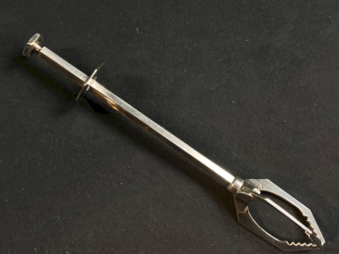 Pince à glaçons et / ou à sucre en métal argenté, système "crabe"