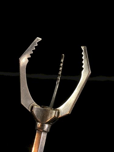 Pince à glaçons et / ou à sucre en métal argenté, système "crabe"