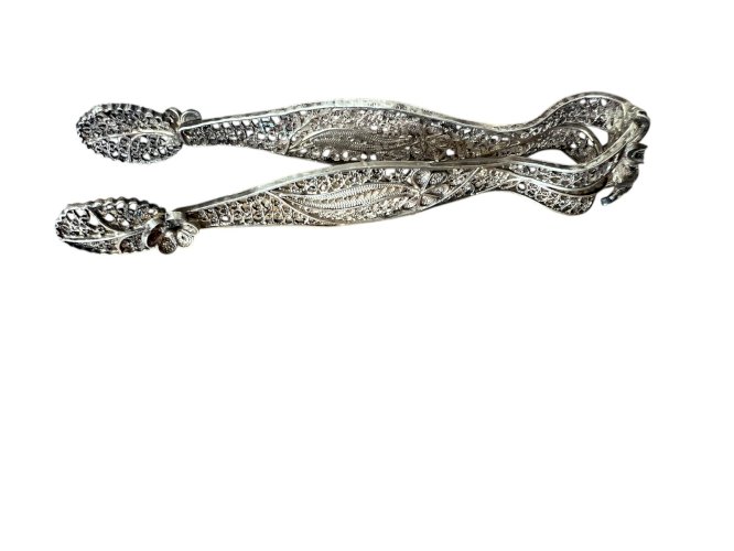 Pince à sucre -argent massif -filigrane ancienne vintage art de la table unique