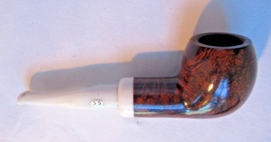 Pipe de St Claude signée CHACOM Turbo CC, en bois de bruyère et os blanc, N°919