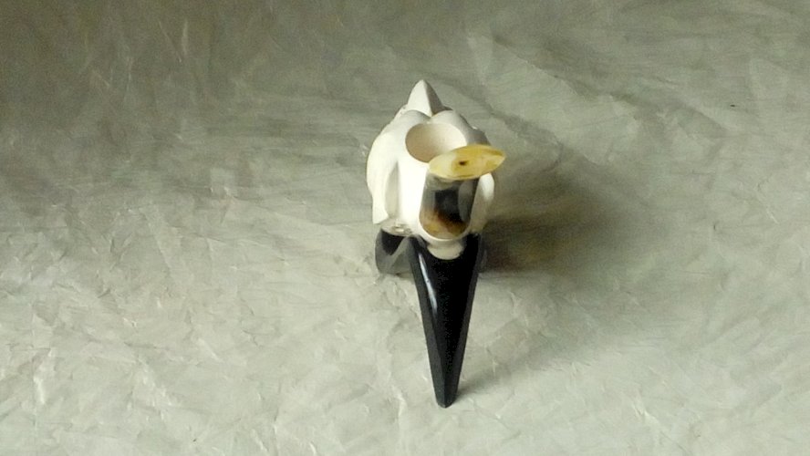 PIPE ECUME DE MER ET CORNE TETE DE CHIEN DE CHASSE SCULPTÉ **