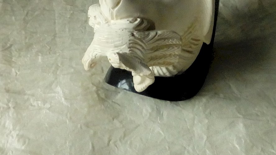 PIPE ECUME DE MER ET CORNE TETE DE CHIEN DE CHASSE SCULPTÉ **