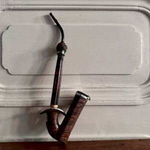 19th century pipe in thuya and silver M3713
