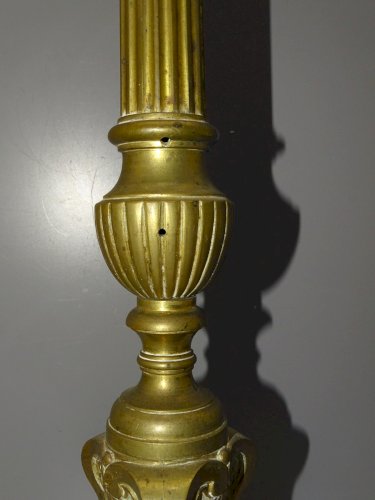 -PIQUE CIERGE ANCIEN BRONZE LAITON VISAGES JESUS VIERGE MARIE A REELECTRIFIER  D