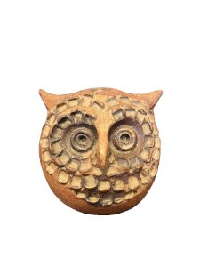 ceramic flower pick stoneware vintage owl