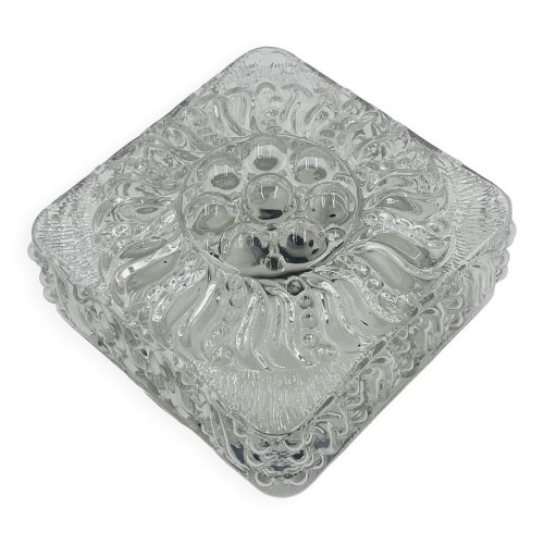 Plafonnier carré en verre moulé avec relief