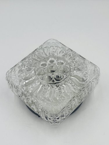Plafonnier carré en verre moulé avec relief