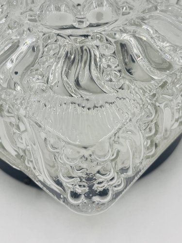 Plafonnier carré en verre moulé avec relief