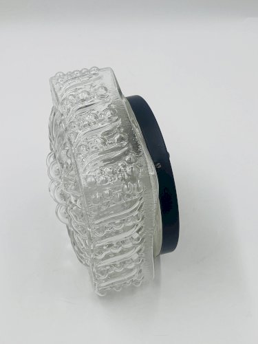 Plafonnier carré en verre moulé avec relief