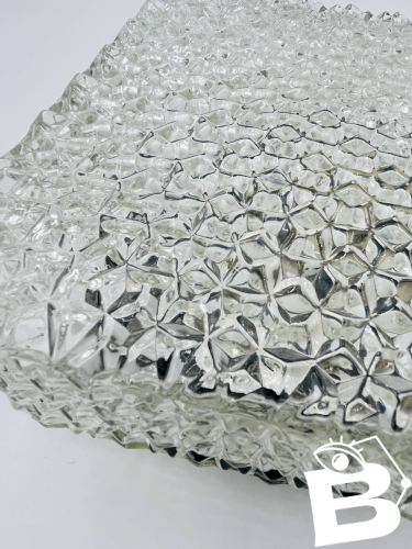 Plafonnier Carré RZB Bamberg Verre Ciselé Étoiles