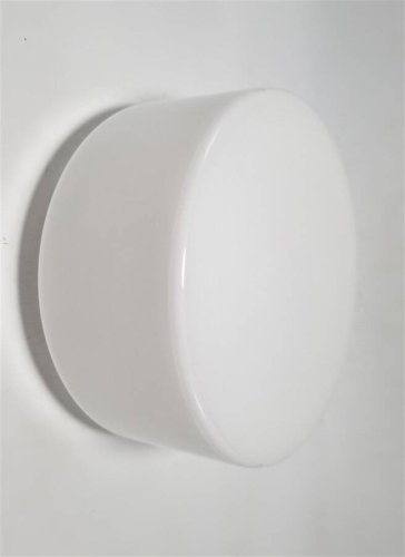 Plafonnier en opaline blanche. Luminaire de forme ronde, en verre blanc, ut