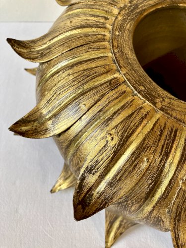 Plafonnier, Hans Kögl, modèle tournesol en métal doré, années 1950