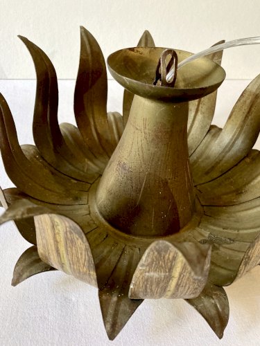 Plafonnier, Hans Kögl, modèle tournesol en métal doré, années 1950