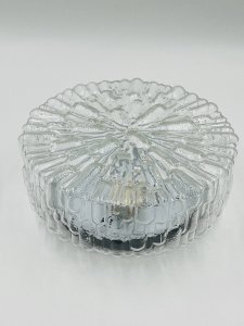 Massive modernist ceiling light in molded glass