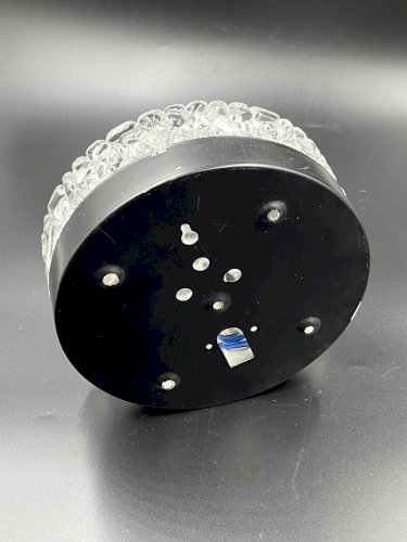 Plafonnier rond Brutaliste en verre glacier vintage