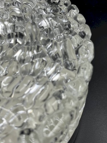 Plafonnier rond Brutaliste en verre glacier vintage