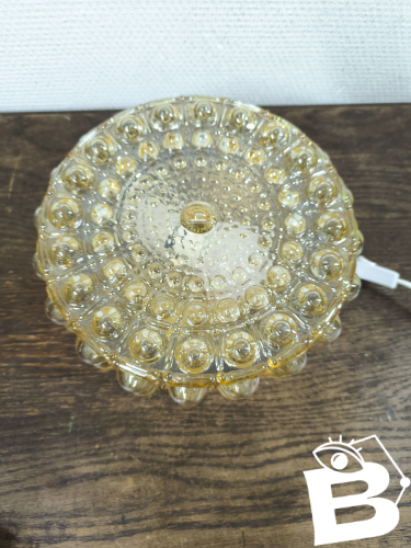 Plafonnier rond en verre bullé ambré Philips, 1960