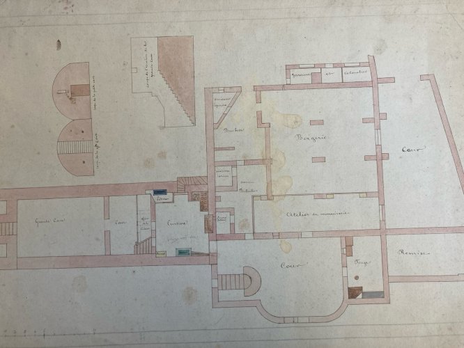 Plan À L’Encre D’un Domaine Avec Forges Bergerie Clapier XIXe Art Ancien