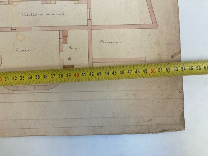 Plan À L’Encre D’un Domaine Avec Forges Bergerie Clapier XIXe Art Ancien