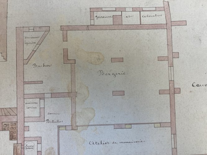 Plan À L’Encre D’un Domaine Avec Forges Bergerie Clapier XIXe Art Ancien