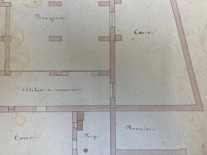 Plan À L’Encre D’un Domaine Avec Forges Bergerie Clapier XIXe Art Ancien
