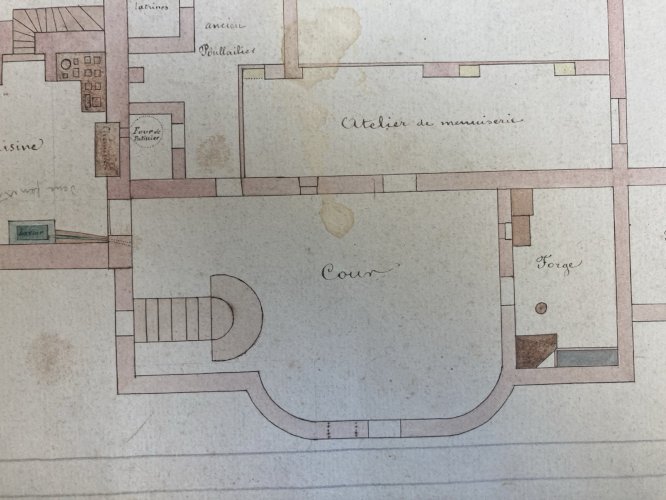 Plan À L’Encre D’un Domaine Avec Forges Bergerie Clapier XIXe Art Ancien