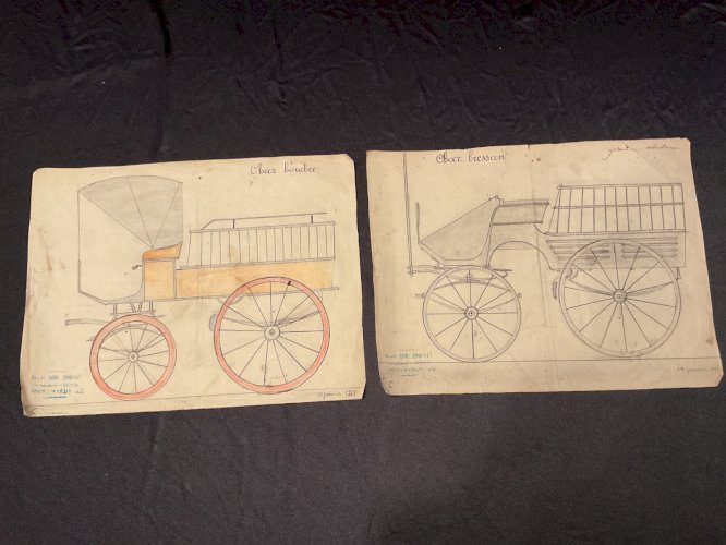 Plan automobile DESSIN  CHAR BRESSAN ET BOUCHER  MEXIMIEUX  1919