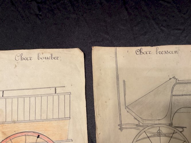 Plan automobile DESSIN  CHAR BRESSAN ET BOUCHER  MEXIMIEUX  1919