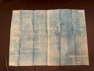 Plan Automobile RENAULT 1926 10cv 4 cylindres encombrant dessine par larivier