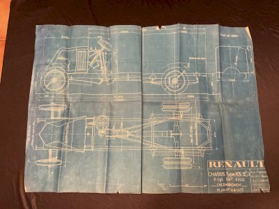 Plan Automobile RENAULT 1926 10cv 4 cylindres encombrant dessine par larivier