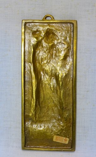 -PLAQUE BRONZE MURAL DOMINIQUE PIECHAUD SAINT BENEDICTUS Inspiration Médiévale