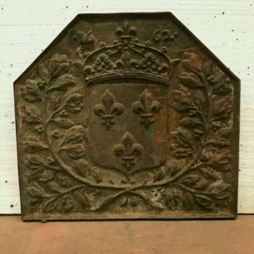 Plaque De Cheminée En Fonte XVIIIe Siècle - Décor De Blasons Ancien