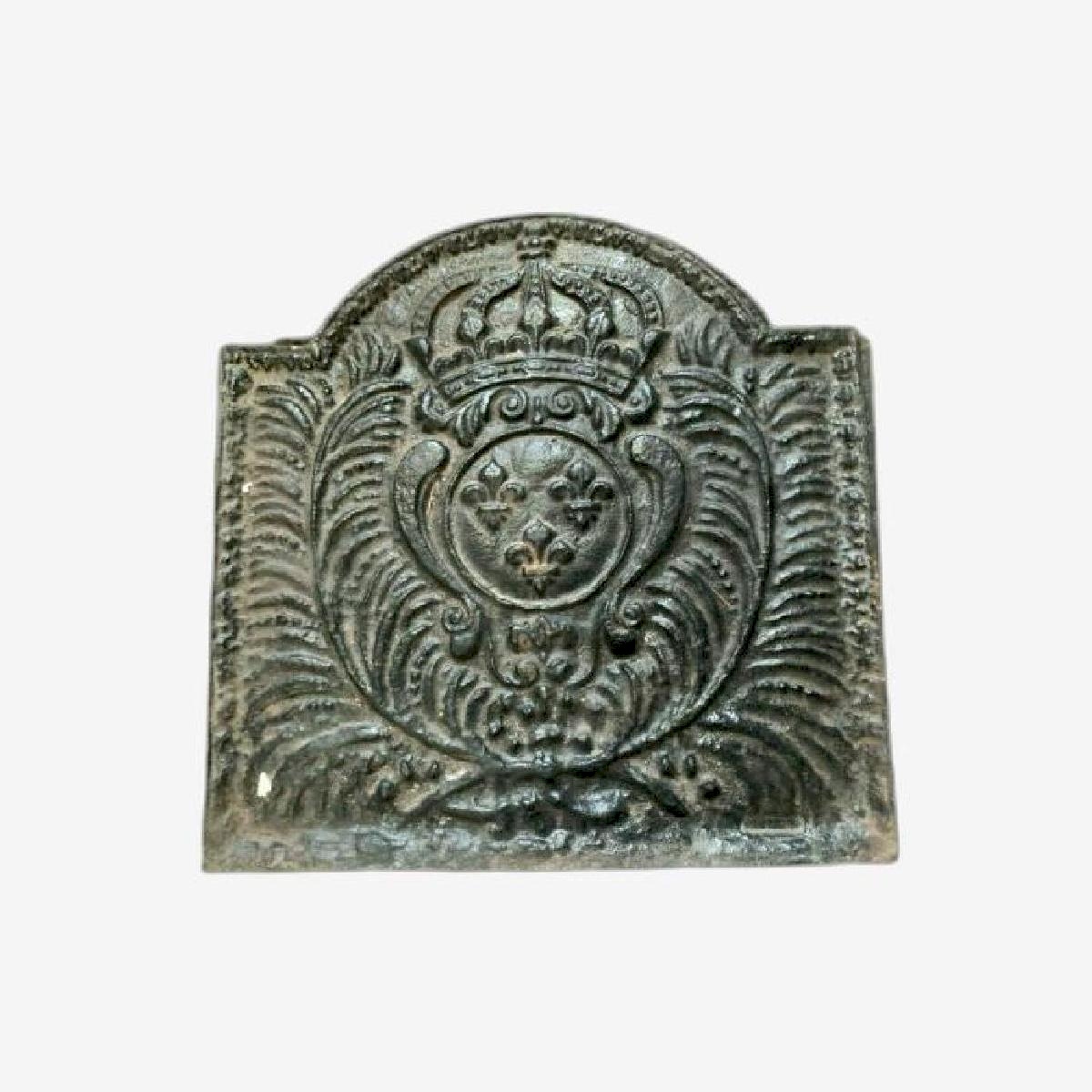 Plaque De Cheminée Ancienne En Fonte – Décor Fleurs De Lys – XIXe Siècle – Pièce Authentique