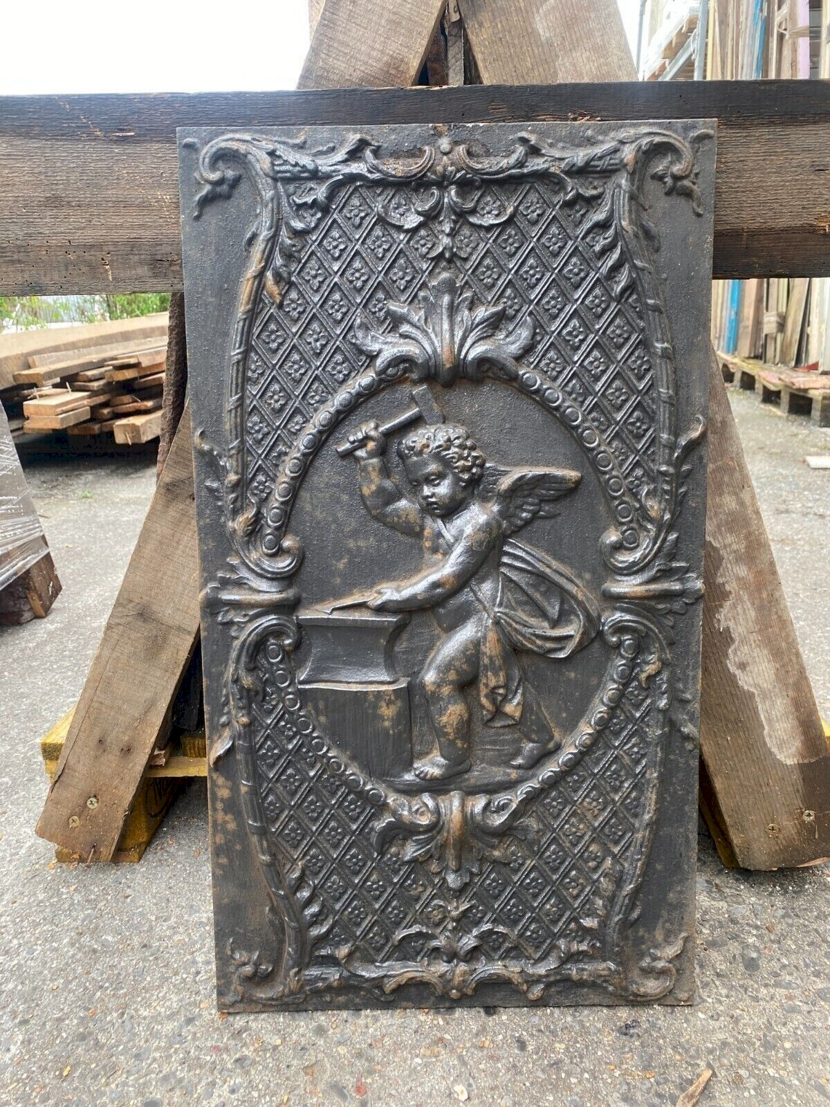 Plaque de fond de cheminée en fonte de fer XIX siècle