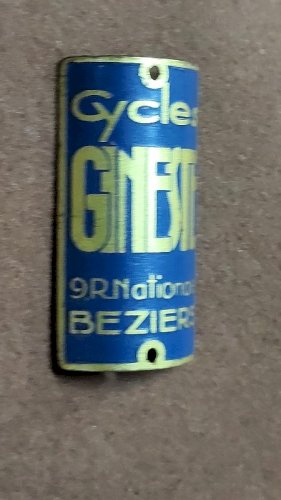 PLAQUE DE VELO ANCIENNE CYCLES GINESTE BEZIERS